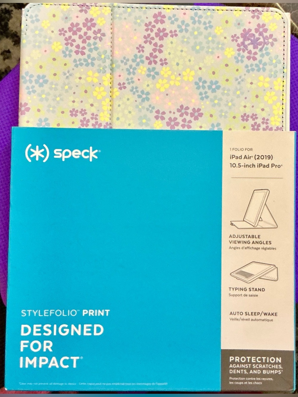 speck StyleFolio Print Floral Purple Yellow Blue Tablet Case